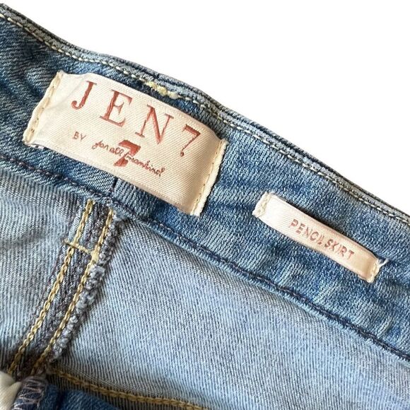 8FAM JEN7 Denim Frayed Hem Pencil Skirt - Picture 2 of 7